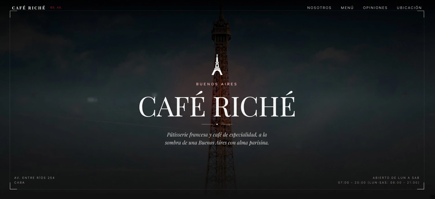 Vista previa del sitio web de Café Riché