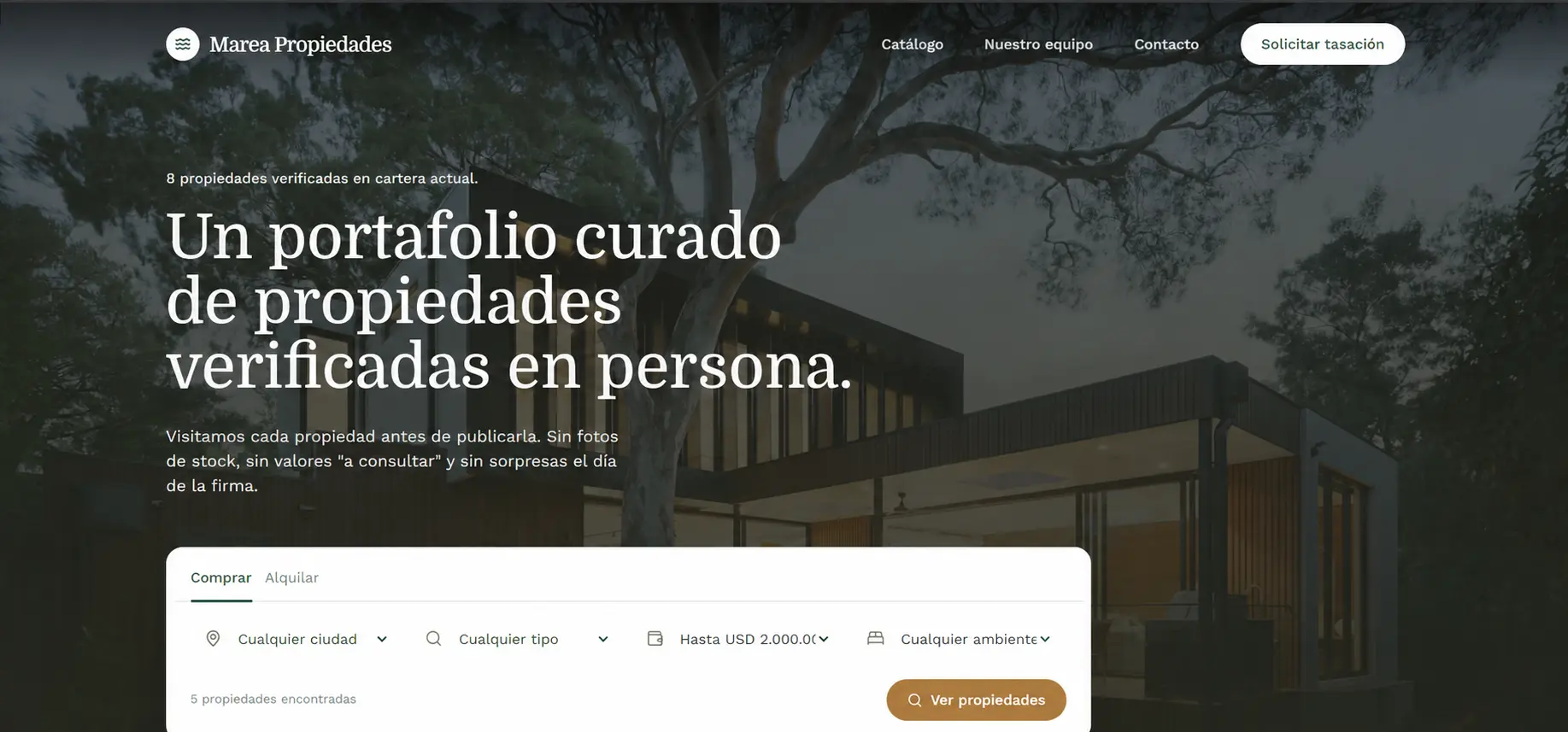 Vista previa del sitio web de Marea Propiedades